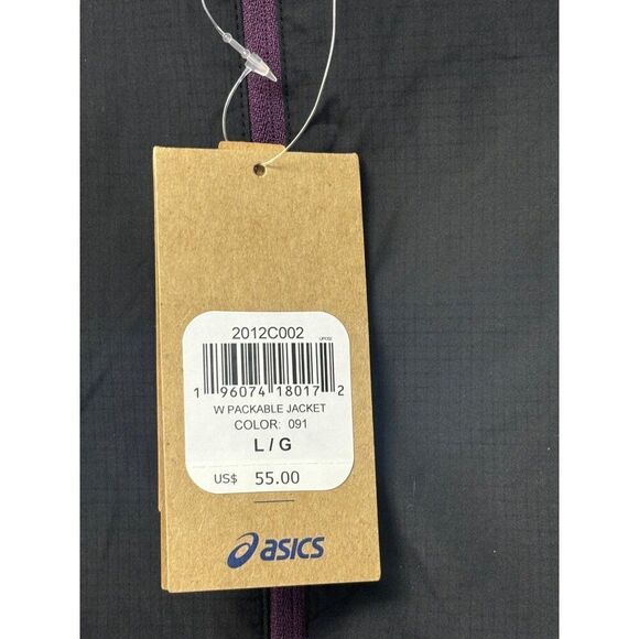 ASICS Women's Hooded Packable Jacket, Black, Sz. L - Picture 7 of 13